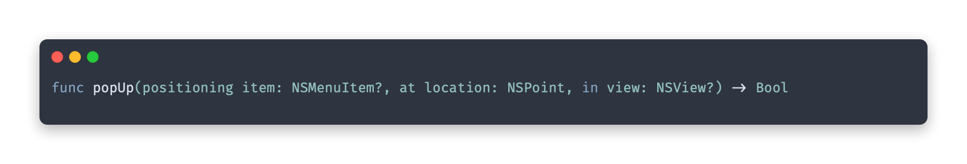 nsmenu popup